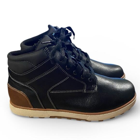 Sonoma Boots Boys Size 5 Black Brown Leather Lace Up NEW Tags - Picture 2 of 10